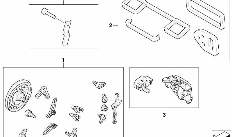 Adjusting lever with small parts OEM 64116927615 for BMW Z4 (E85, E86). Original BMW.