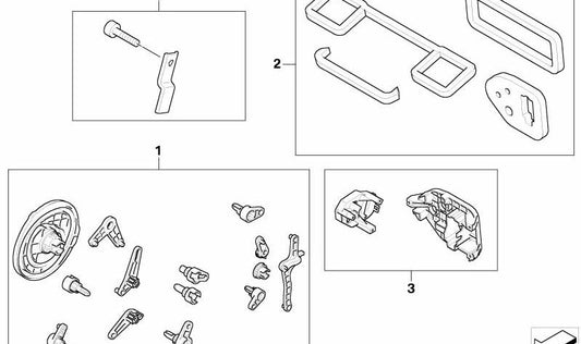 Adjusting lever with small parts OEM 64116927615 for BMW Z4 (E85, E86). Original BMW.