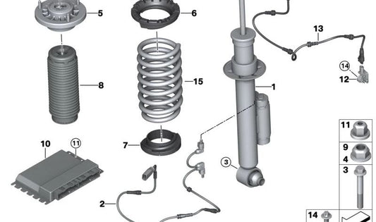 Cable adaptador suspensión VDC trasero izquierdo OEM 37106869521 para BMW G30, G31. Original BMW.