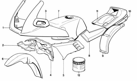 Espejo retrovisor derecho OEM 46631455144 para motos BMW K100 RS, K100 RT, K100 LT. Original BMW Motorrad.