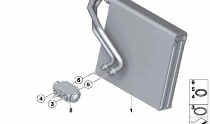 Válvula de expansión OEM 64503452759 para BMW E46 y MINI R55, R56, R57, R58, R59, R60, R61, E83. Compatible con modelos gasolina y diésel. Original BMW y MINI.