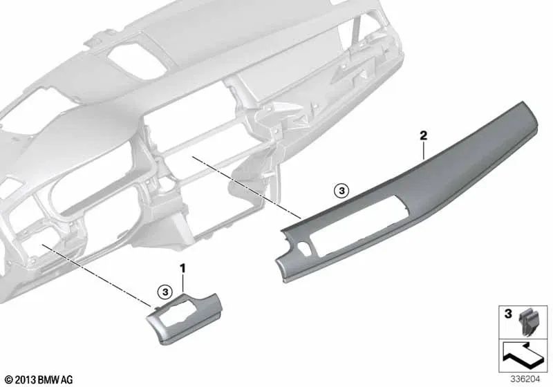 Blende I-Tafel Fahrer for BMW Series 5 F07N (OEM 51458060803). Genuine BMW
