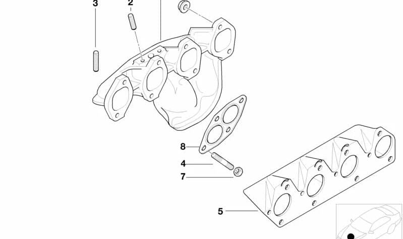 Espárrago colector de escape OEM 11621437204 para BMW E36, E46, Z3. Original BMW.