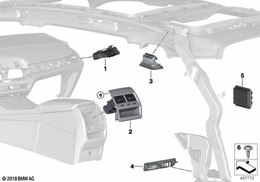 Grade de ventilação fresca direita para BMW X5 F95, G05, X6 F96, G06, X7 G07 (OEM 64229399473). BMW original.