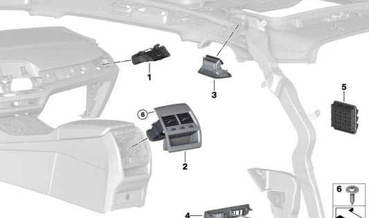 Rejilla de ventilación izquierda OEM 64229399467 para BMW G05, G18, F95, G06, F96. Repuesto original BMW.