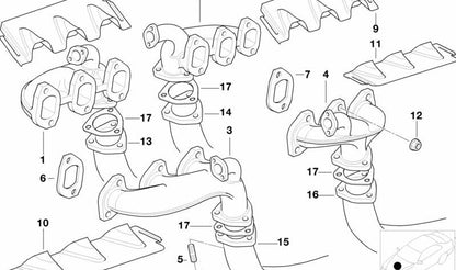 Junta de escape sin amianto OEM 11621704540 para BMW E38, E31. Original BMW.