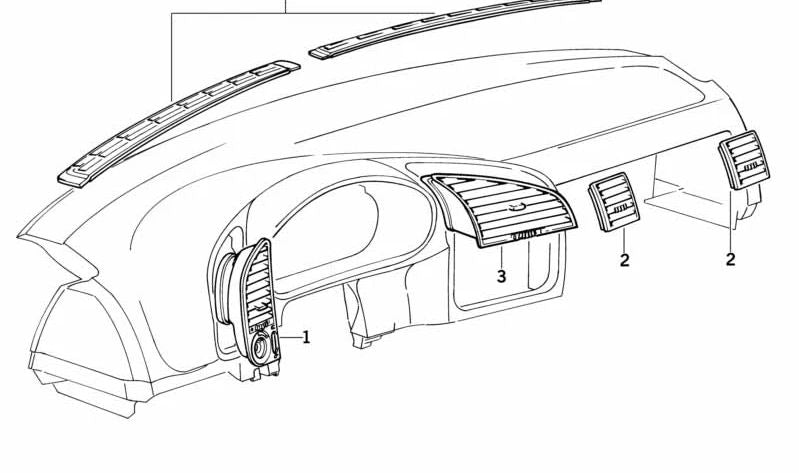 Rejilla de ventilación central OEM 64221387012 para BMW E36. Original BMW.