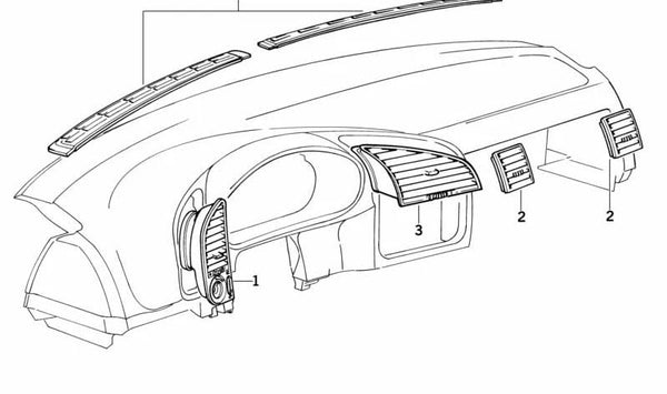 Rejilla de ventilación central OEM 64221387372 para BMW E36 (Todos los modelos compatibles: 316i, 318i, 318is, 320i, 323i, 325i, 328i, M3). Original BMW