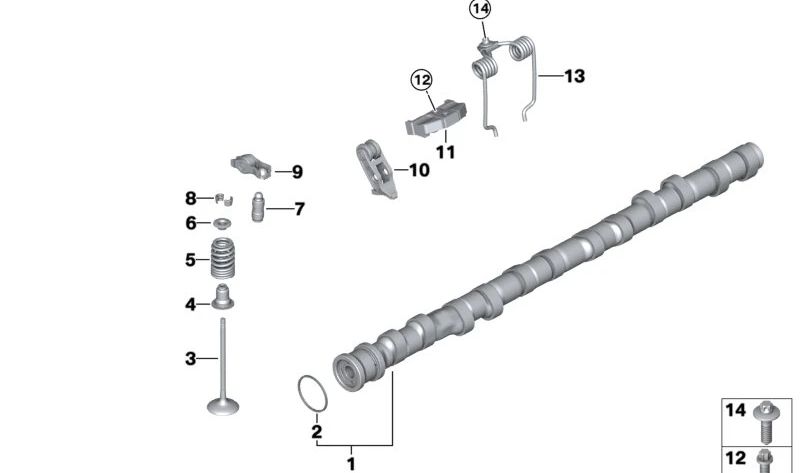 Árbol de levas de admisión OEM 11317563664 para BMW E90, E90N, E91, E91N, E92, E92N, E93, E93N, E60, E60N, E61, E61N, F10, F11, F18, E83N, E85, E89. Original BMW.