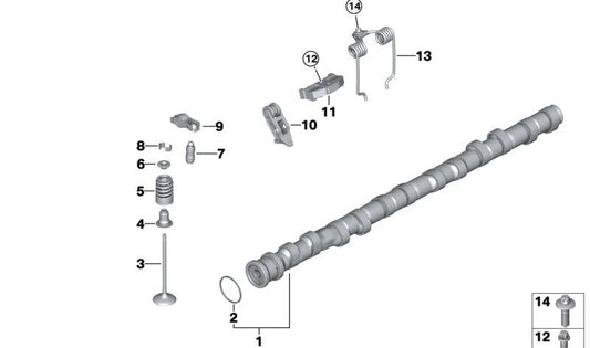 Árbol de levas de admisión OEM 11317563664 para BMW E90, E90N, E91, E91N, E92, E92N, E93, E93N, E60, E60N, E61, E61N, F10, F11, F18, E83N, E85, E89. Original BMW.