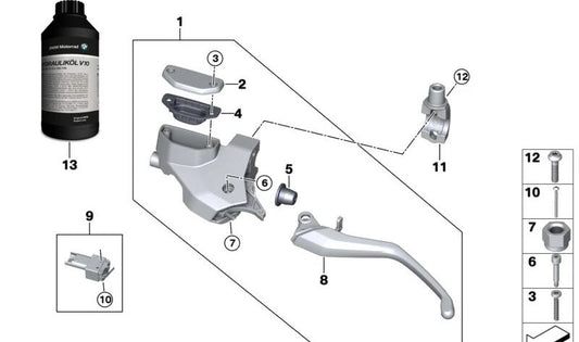 Tuerca hexagonal autoblocante OEM 32727680378 para BMW Motorrad F 650 CS, F 700 GS, F 800 GT, F 800 GS, F 800 R. Original BMW Motorrad.