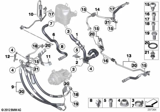 Suction pipe for BMW 7 Series F01, F02 (OEM 32416850667). Original BMW