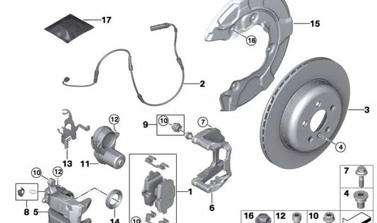 Soporte de pinza de freno izquierdo OEM 34206871661 para BMW G11, G12. Original BMW.