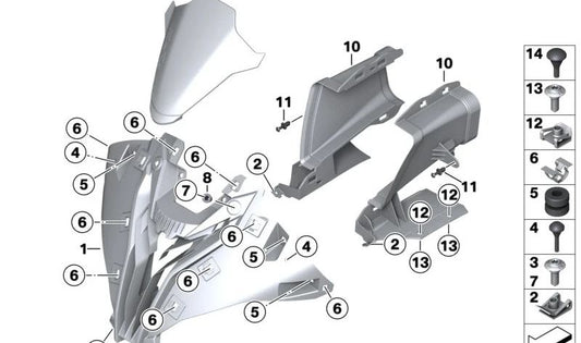 Conducto de aire OEM 46639457568 para motos BMW K66 M 1000 RR, K67 S 1000 RR. Original BMW Motorrad.