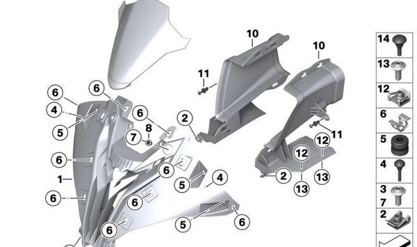 Tapa de entrada de aire OEM 46637924304 para motos BMW S 1000 RR (K67), M 1000 RR (K66). Original BMW Motorrad.