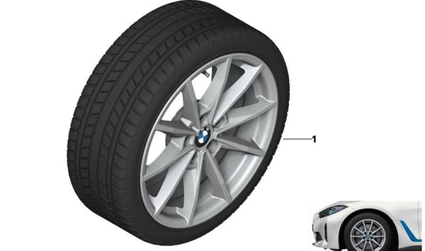 Rueda completa de invierno 225/55R17 101T con sensor RDC y llanta estilo 851 OEM 36115A45DF9 para BMW G26, G26E, G26F, G26N. Neumático de invierno compuesto blando. Original BMW.