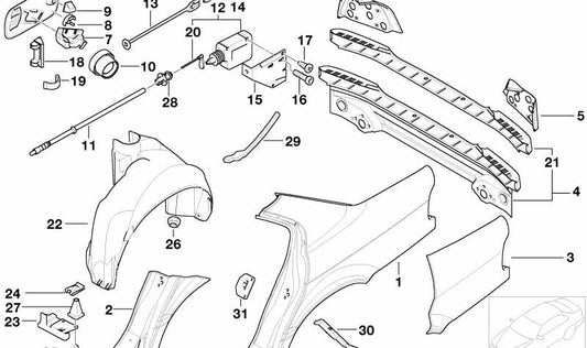 Soporte actuador cerradura OEM 51258150484 para BMW Serie 7 E38. Original BMW.