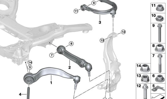 ARMO DE SUSPENSÃO DE APOIO EURCO 31128846617 para BMW G30, G31, G14, G15, G16. BMW original.