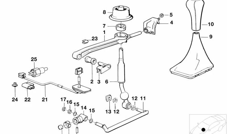 Straight gear lever OEM 25111221627 for BMW E30, E34. Original BMW.