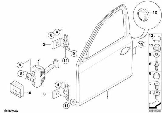 Oben rechts -Wing -Haustürscharsche für BMW 5 E60 -Serie, E60N, E61, E61N, X5 E70, E70N, X6 E71, E72 (OEM 41517176848). Original BMW
