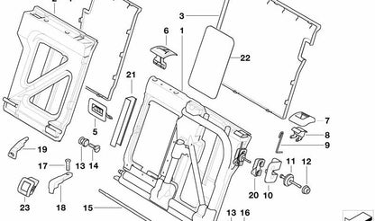 Tapa exterior derecha OEM 52208216266 para BMW E39 (todos los modelos compatibles). Color negro. Original BMW.
