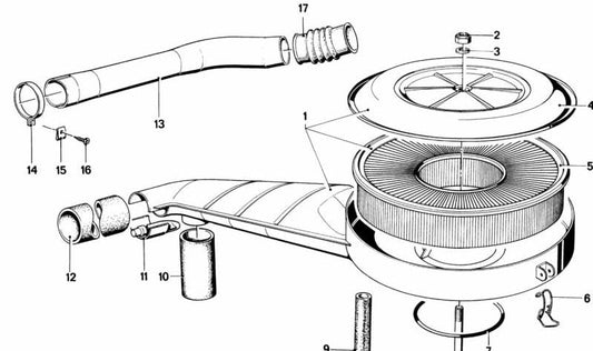 Silenciador de admisión OEM 13711265004 para BMW E12, E23. Repuesto original BMW.
