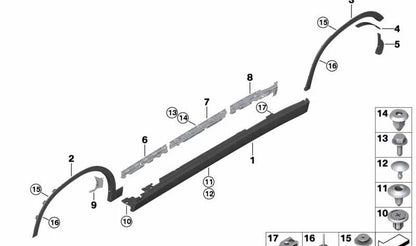 Embellecedor paso de rueda trasero izquierdo OEM 51129491675 para BMW X2 F39 (M35i, sDrive16d, sDrive18d, X2 20d). Original BMW.