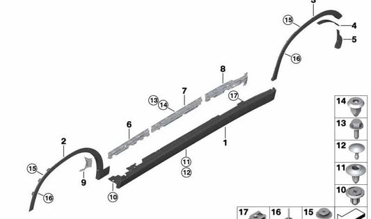 Tapa embellecedora lateral derecha OEM 51779491688 para BMW F39 X2. Original BMW.
