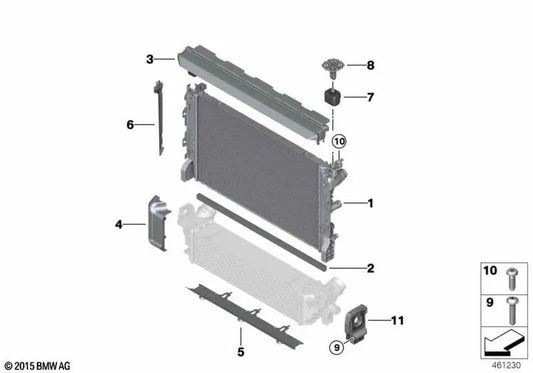 Coolant radiator for BMW G30, G31 (OEM 17118474823). Genuine BMW