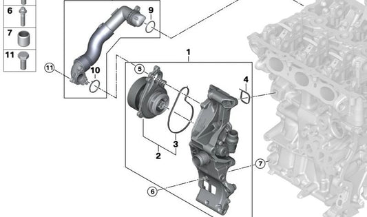 Coolant Pump for BMW 2 Series U06, X1 U11, U12 (OEM 11539896567). Original BMW