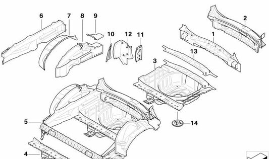Montante C interior inferior derecho OEM 41212758142 para MINI Clubman R55, R55 LCI. Original MINI.