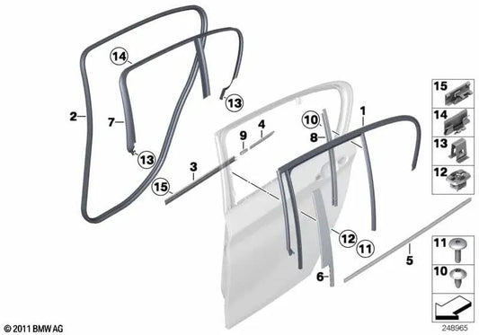 Gobelet de porte arrière gauche extérieure pour BMW F20N (OEM 51337463177). BMW d'origine.