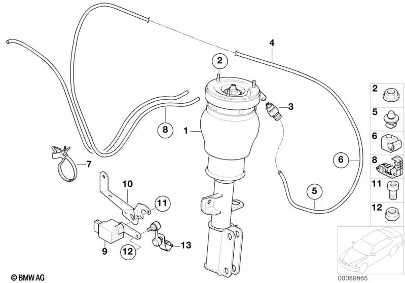 Front right air shock absorber for BMW E53 (OEM 37116757502). Original BMW