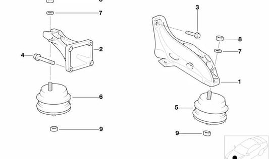 Motor OEM Silentblock 22111094301 para BMW E36. Peça de borracha para suporte ao motor. Compatível com todos os modelos BMW E36. BMW original.