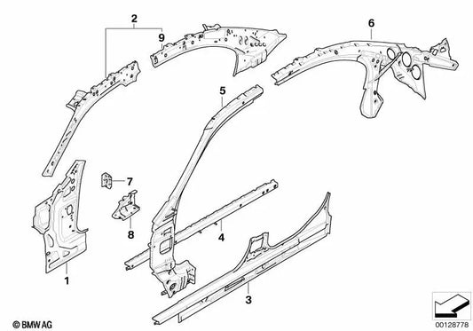 Suporte à direita do tubo por portê para BMW 5 E60 Series, E60N, E61, E61N (OEM 41137111814). BMW original