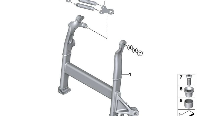 Kurze Frühlingsstütze OEM 46521636084 für BMW R 1300 GS Motorcycles, R 1300 GS Abenteuer. Originaler BMW Motorrad.