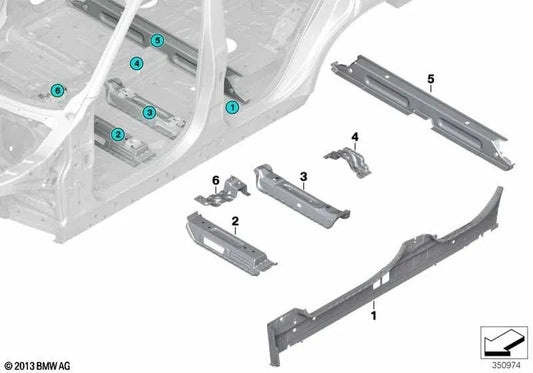 Tunnel bridge for BMW X5 E70, E70N, F15, F85 X6 Series E71, E72, F16, F86 (OEM 41117174374). Genuine BMW.