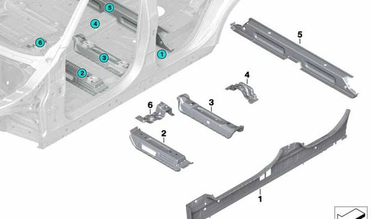 Rechte Seite der Unterstützung des OEM -Chassis 41007393156 für BMW F16, F86. Original BMW.