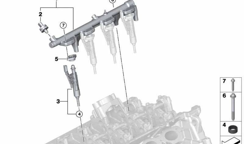 Inyector de combustible OEM 13538625396 para BMW F20, F21, F22, F23, F30, F31, F32, F33, F34, F35, F36, F39, F45, F46, F48, F49, F52, F54, F55, F56, F57, F60, G01, G02, G08, G11, G12, G20, G22, G26, G30, G31, G32, G38, I12, I15. Original BMW.