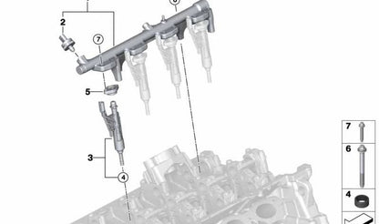 Inyector de combustible OEM 13538625396 para BMW F20, F21, F22, F23, F30, F31, F32, F33, F34, F35, F36, F39, F45, F46, F48, F49, F52, F54, F55, F56, F57, F60, G01, G02, G08, G11, G12, G20, G22, G26, G30, G31, G32, G38, I12, I15. Original BMW.