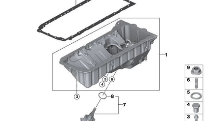 OEM Oil Pan 11137854463 for BMW M2 (F87), M3 (F80), M4 (F82, F83). Genuine BMW.