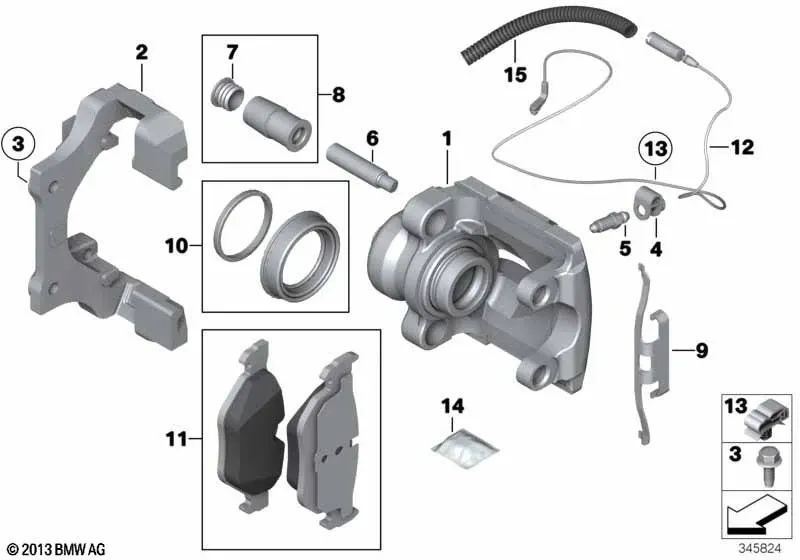 BMW Bremsunterstützungsreihe 1 E81, E82, E87, E87N, E88 Serie 3 E90, E90N, E91, E91N, E92, E92N, E93, E93N X1 E84 (OEM 34216768696). Original BMW