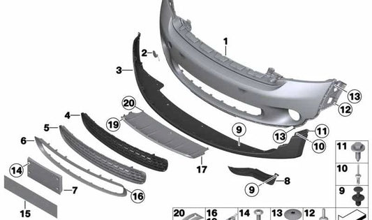 Rejilla inferior delantera OEM 51119801918 para MINI Countryman R60, Paceman R61. Original MINI.