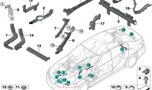 Guía pasacables OEM 61139325416 para BMW F90, F90N, G30, G30N, G31, G31N, G38, G38N, G32, G32N, G11, G11N, G12, G12N, F91, F92, F93, G14, G15, G16. Original BMW.