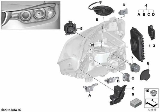 Right LED Indicator Module for BMW 3 Series F30N, F31N, F35N (OEM 63117419620). Original BMW.