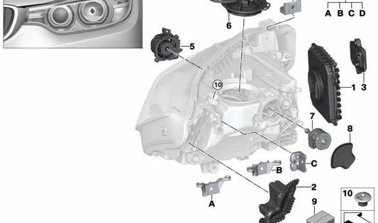 Módulo LED esquerdo OEM intermitente 63117419619 para BMW F30, F31, F35. BMW original sobressalente.