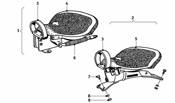 Asiento trasero OEM 52519034017 para BMW Motorrad R25, R25/2, R25/3, R26, R27, R50, R50 S, R50/2, R51/2, R51/3. Original BMW.