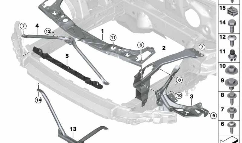 Soporte inferior del parachoques delantero OEM 51647382000 para MINI F57 (todos los modelos), F56 y F55. Original MINI.