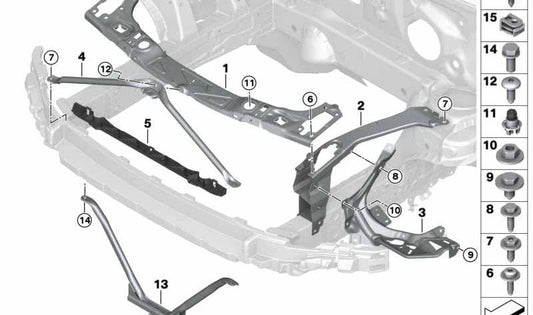 Soporte inferior del parachoques delantero OEM 51647382000 para MINI F57 (todos los modelos), F56 y F55. Original MINI.