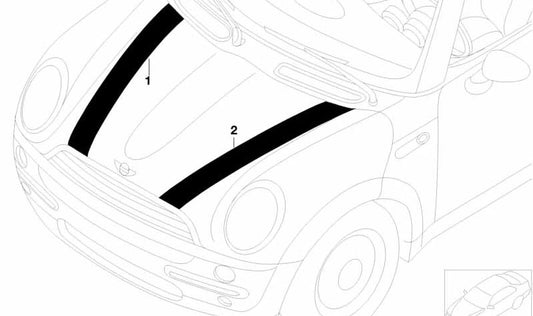Vinilo decorativo derecho negro OEM 51147026190 para MINI R50 y R52. Original MINI.